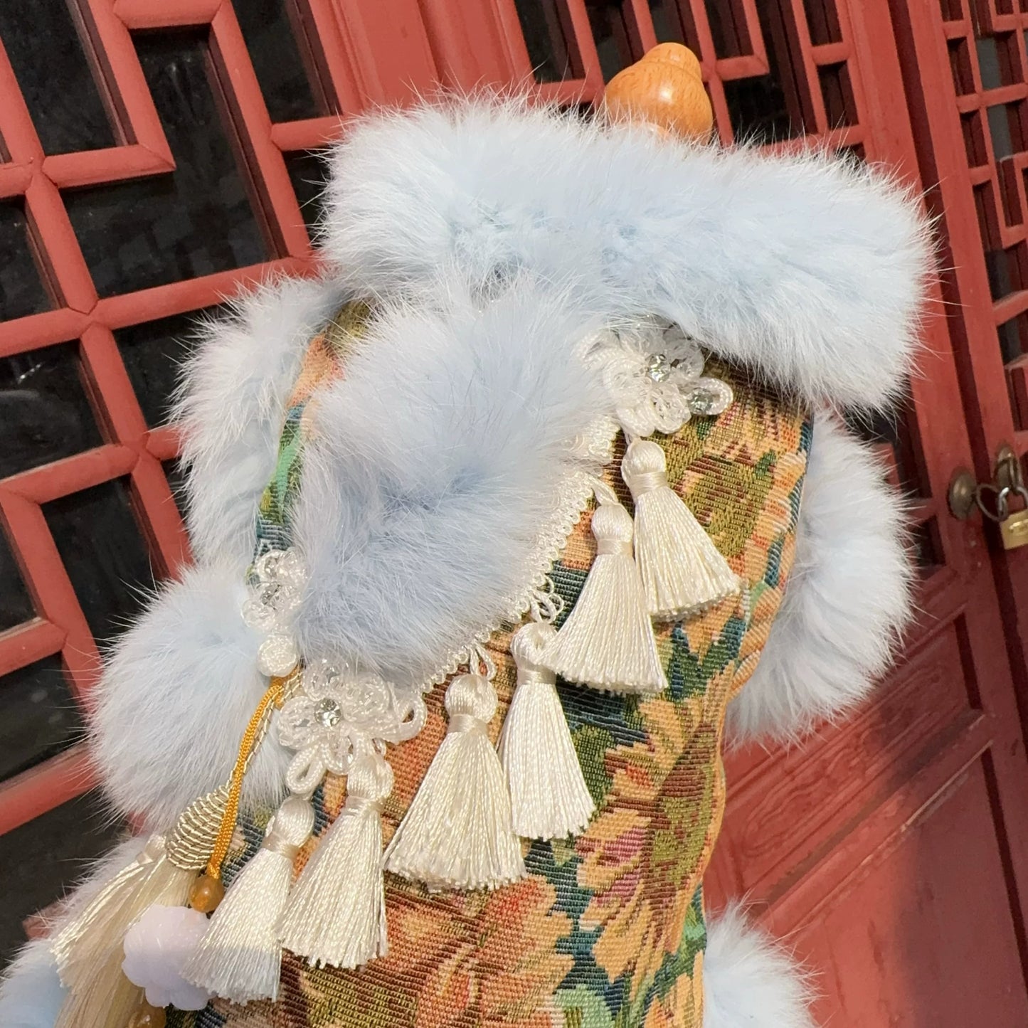 Elegant Chinese Garden Sunflower Tassels Brocade Pet Coat & - Paw Realm Co.