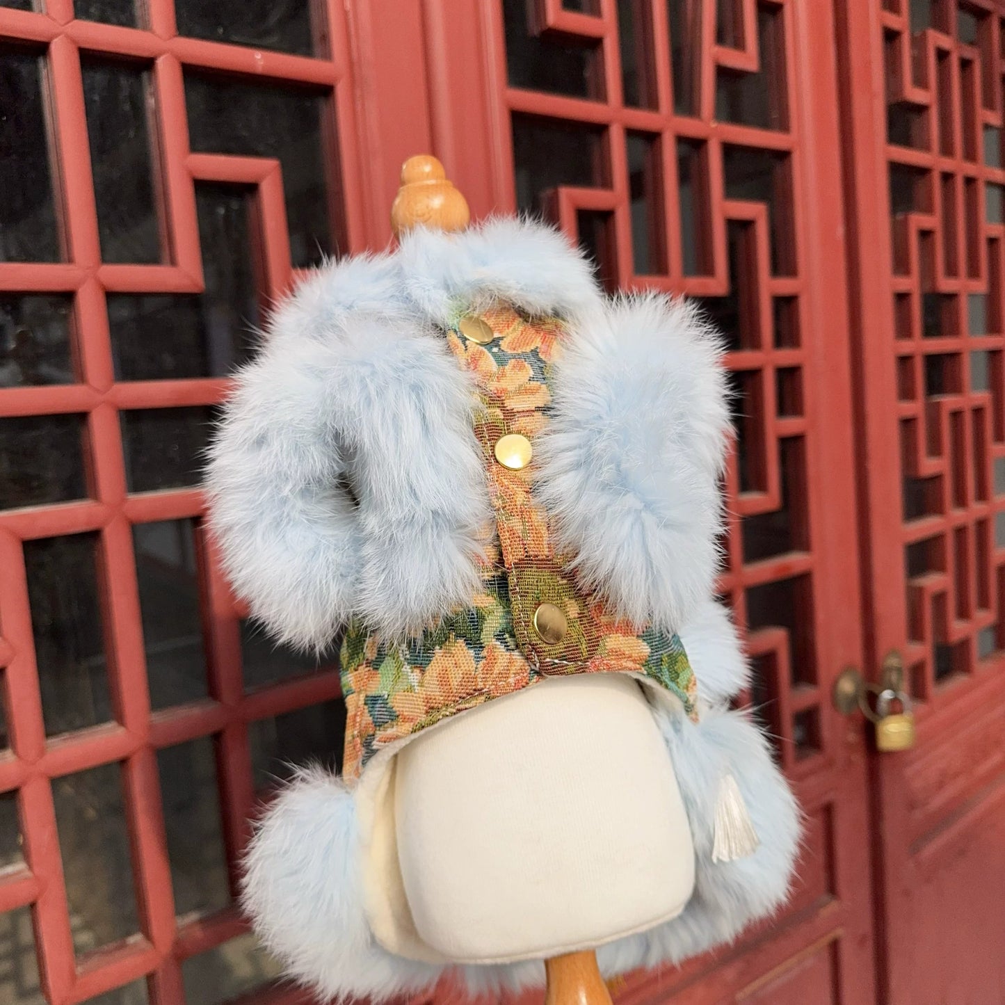 Elegant Chinese Garden Sunflower Tassels Brocade Pet Coat  &  - Paw Realm Co.