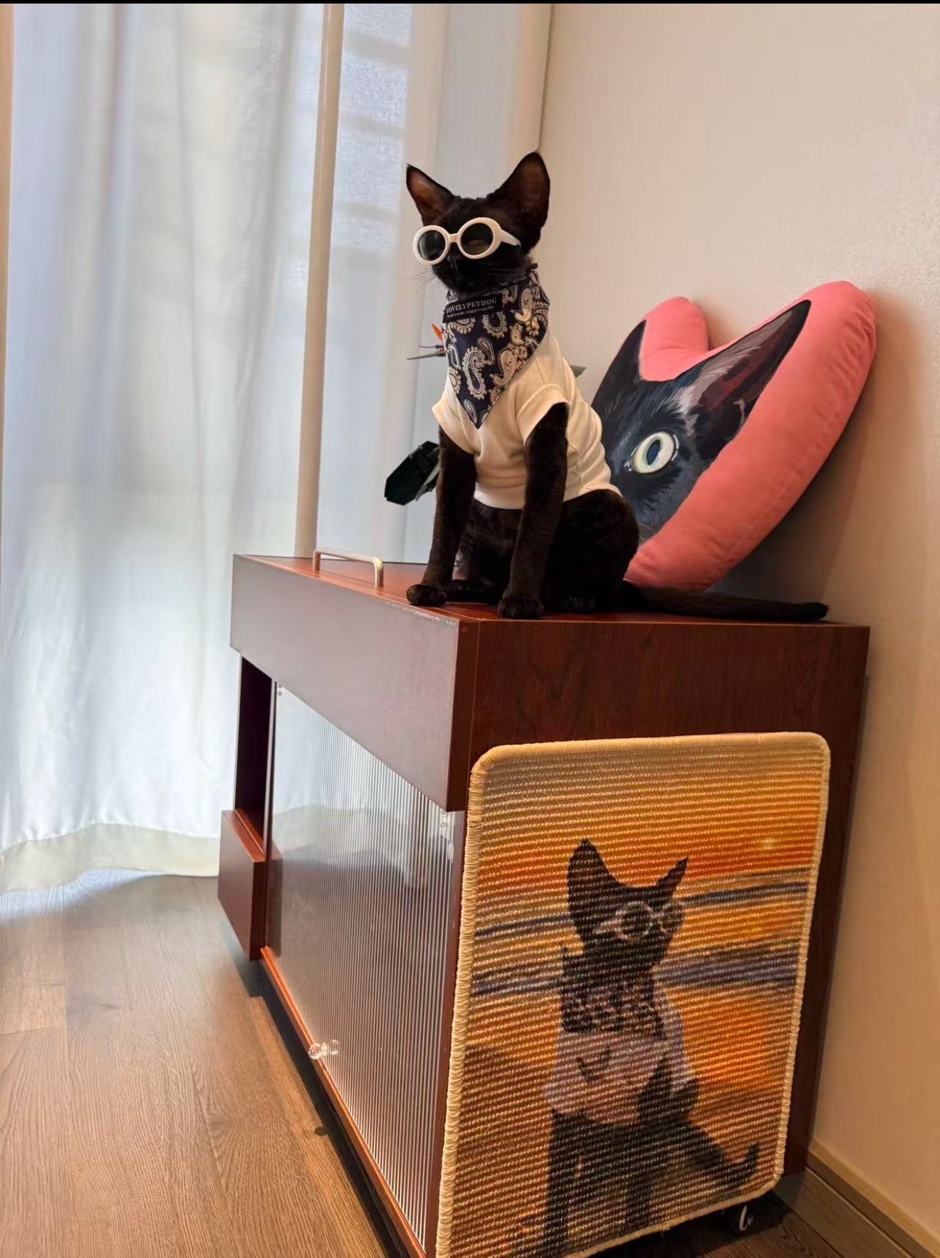 Custom Photo Print Sisal Cat Scratcher Mat - Personalized Rug for Cats, Anti-Slip & Durable